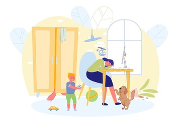 Working Mother can not Fully Work at Home Banner.