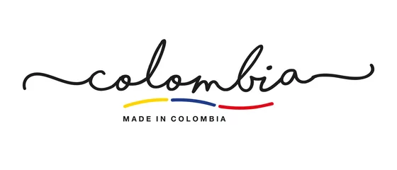 Foto op Canvas Made in Colombia handwritten calligraphic lettering logo sticker flag ribbon banner © simbos