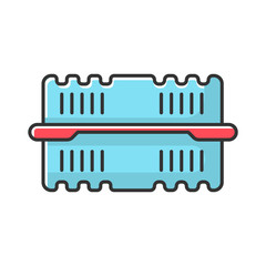 Obraz premium Disposable plastic container blue RGB color icon. Lunchbox. Takeaway food package. Takeout meal empty box, pack, wrapping for salad. Isolated vector illustration