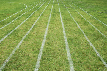 Painted running race lines on a school field