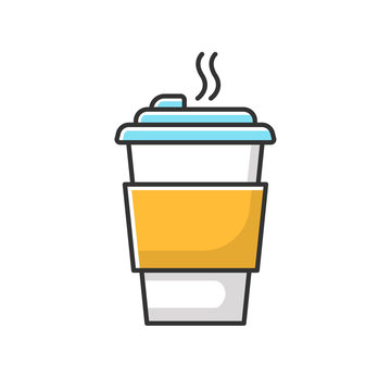steaming coffee cup with blue lid clip art preview
