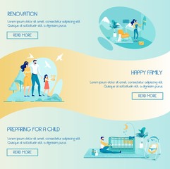 Happy Family and Home Renovation Header Banner Set