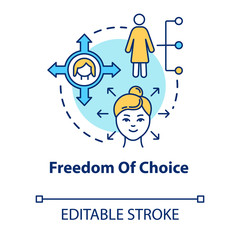 Freedom of choice concept icon. Reproductive behaviour. Womens rights protection. Gender equality idea thin line illustration. Vector isolated outline RGB color drawing. Editable stroke