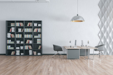 Modern loft interior with workplace