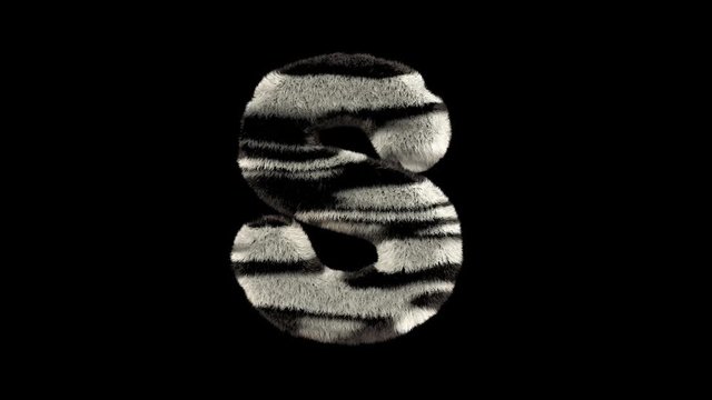 3D animated furry hairy zoo leopard text typeface with alpha channel  S