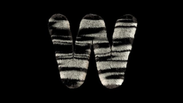 3D animated furry hairy zoo leopard text typeface with alpha channel  W