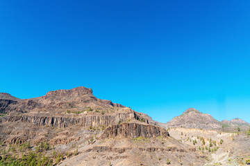 Fototapeta na wymiar Landscape with mountains in sunny winter day in Gran Canaria