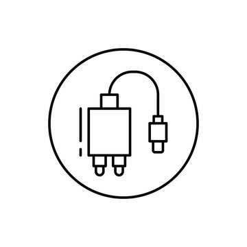 recommend clip art: Charger, connector icon. Simple line, outline vector elements of connectors and cables icons for ui and ux, website or mobile application