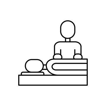 recommend clip art: Masseur patient icon. Simple line outline vector orthopedics icons for ui and ux website or mobile application