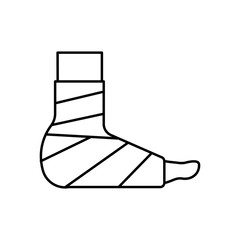 Bandage foot gypsum leg icon. Simple line outline vector orthopedics icons for ui and ux website or mobile application