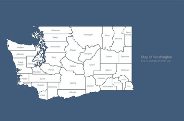 Fototapeta na wymiar washington map. vector line of america map. united states map. usa. us map. united states america.