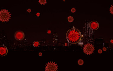 Wuhan coronavirus 2019-nCoV concept. An outbreak occurs in Wuhan, China. 3d virus.