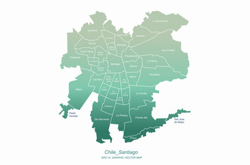graphic vector of chile map. latin america countries map. south america. santiago map.