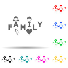 word family multi color style icon. Simple glyph, flat vector of family icons for ui and ux, website or mobile application