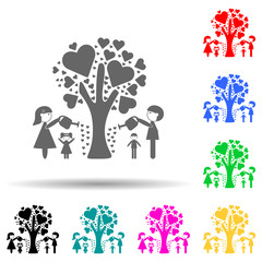 the family watered the tree of love multi color style icon. Simple glyph, flat vector of family icons for ui and ux, website or mobile application