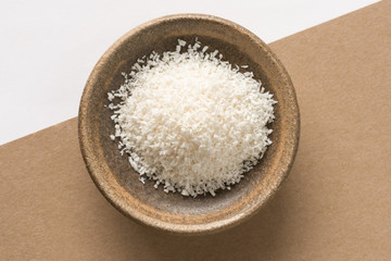 Shredded Coconut in a Bowl