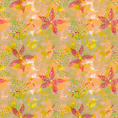 Illustrated floral seamless pattern, color repeat background