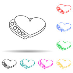 Chocolates in the heart multi color style icon. Simple thin line, outline vector of valentine icons for ui and ux, website or mobile application