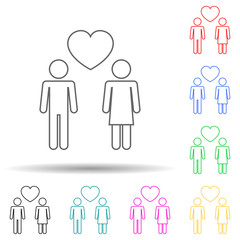two lovers multi color style icon. Simple thin line, outline vector of valentine icons for ui and ux, website or mobile application
