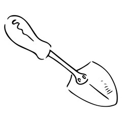 Hoe icon. Vector illustration of a garden hoe. Hand drawn garden hoe.