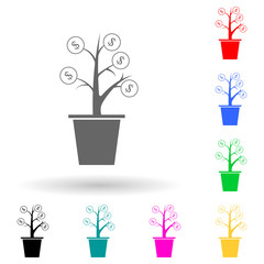 money tree multi color style icon. Simple glyph, flat vector of finance icons for ui and ux, website or mobile application