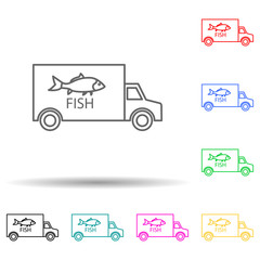 car carrying fish multi color style icon. Simple thin line, outline vector of fish production icons for ui and ux, website or mobile application