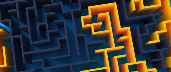 Diseño tridimensional de laberinto. Illustración 3d de laberinto abstracto. Fondo minimalista para presentación