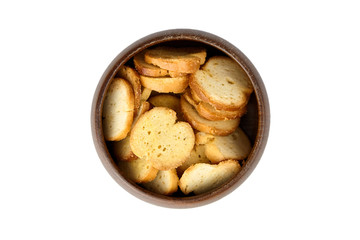 Bruschette chips, sliced grilled bread, beer snacks