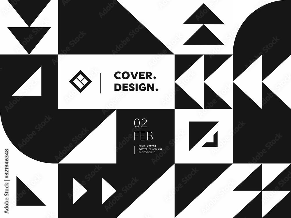 Aufkleber black and white minimal geometric pattern vector design. trendy backdrop.