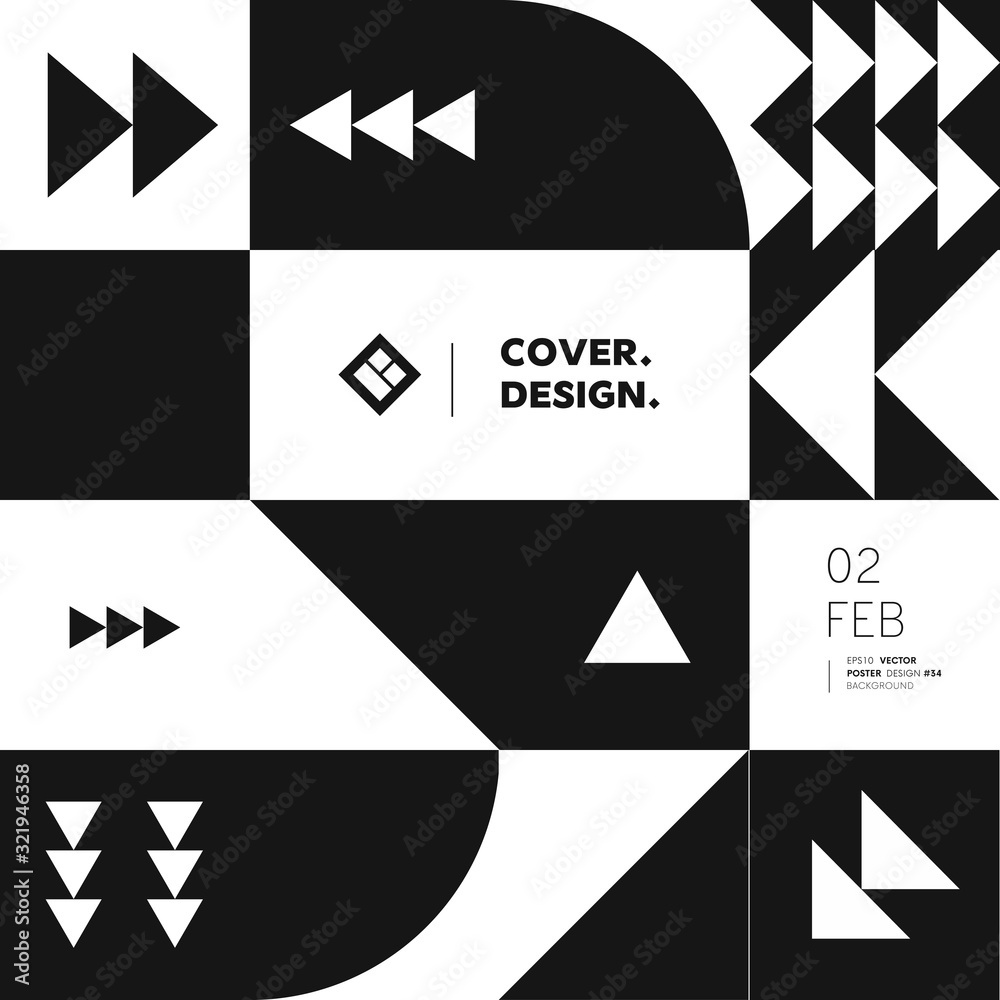 Aufkleber black and white minimal geometric pattern vector design. trendy backdrop.