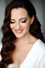 Naklejka premium Wedding make-up. Beautiful makeup for the gorgeous bride. Bride's preparation