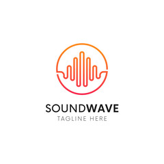 Abstract sound wave logo icon. Linear audio logotype.