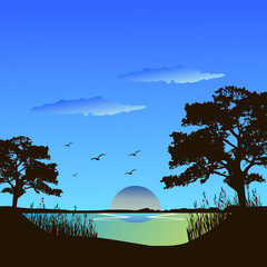 sunset in the beach for background
