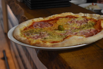 pizza with mushrooms and cheese