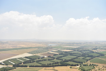 Landscape of the border of Israel Syria and Lebanon Golan Heights