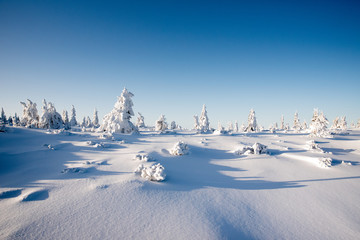 winter landscape Polish mountains Giant Mountains shelter