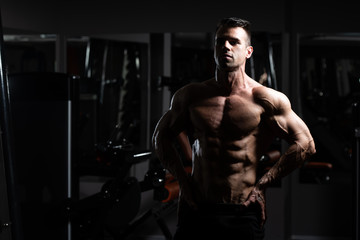 Obraz na płótnie Canvas Bodybuilder Flexing Muscles