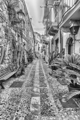 Picturesque streets and alleys in the seaside village, Scilla, Italy