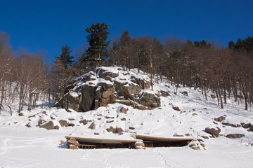 Rock cliff on a sunny day