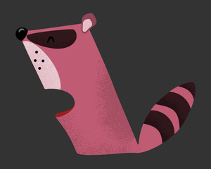 Sticker  raccoon pink.