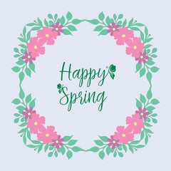 Beautiful frame design with leaf and pink flower, for happy spring invitation card design. Vector