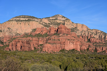 Red rock country in western Sedona, Arizona on clear cloudless winter afternoon.