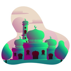 Mosque illustration for landing page and banner