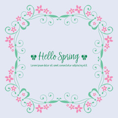 Cute Shape of happy spring greeting card, with beautiful leaf and flower frame. Vector