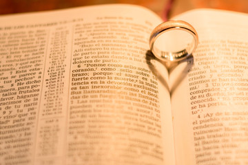 Anillos de boda sobre la biblia