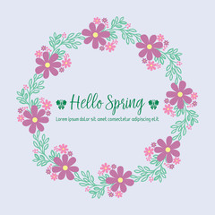 The beauty of pink wreath frame, for happy spring greeting card template design. Vector