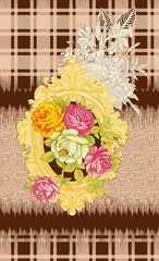 bouquet of flowers in basket on white background