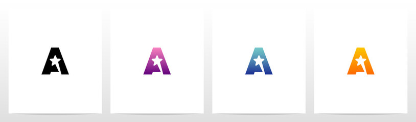  Star On Letter Logo Design A © recehan