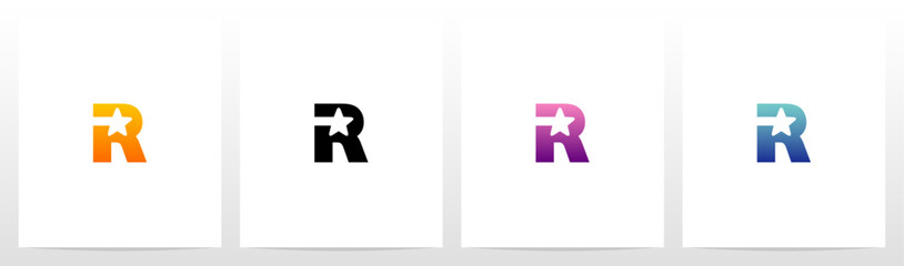  Star On Letter Logo Design R - obrazy, fototapety, plakaty