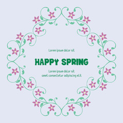Wallpaper for happy spring greeting card design, with beautiful concept of leaf and floral frame. Vector